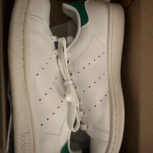 adidas White and Green Stan Smith Sneakers